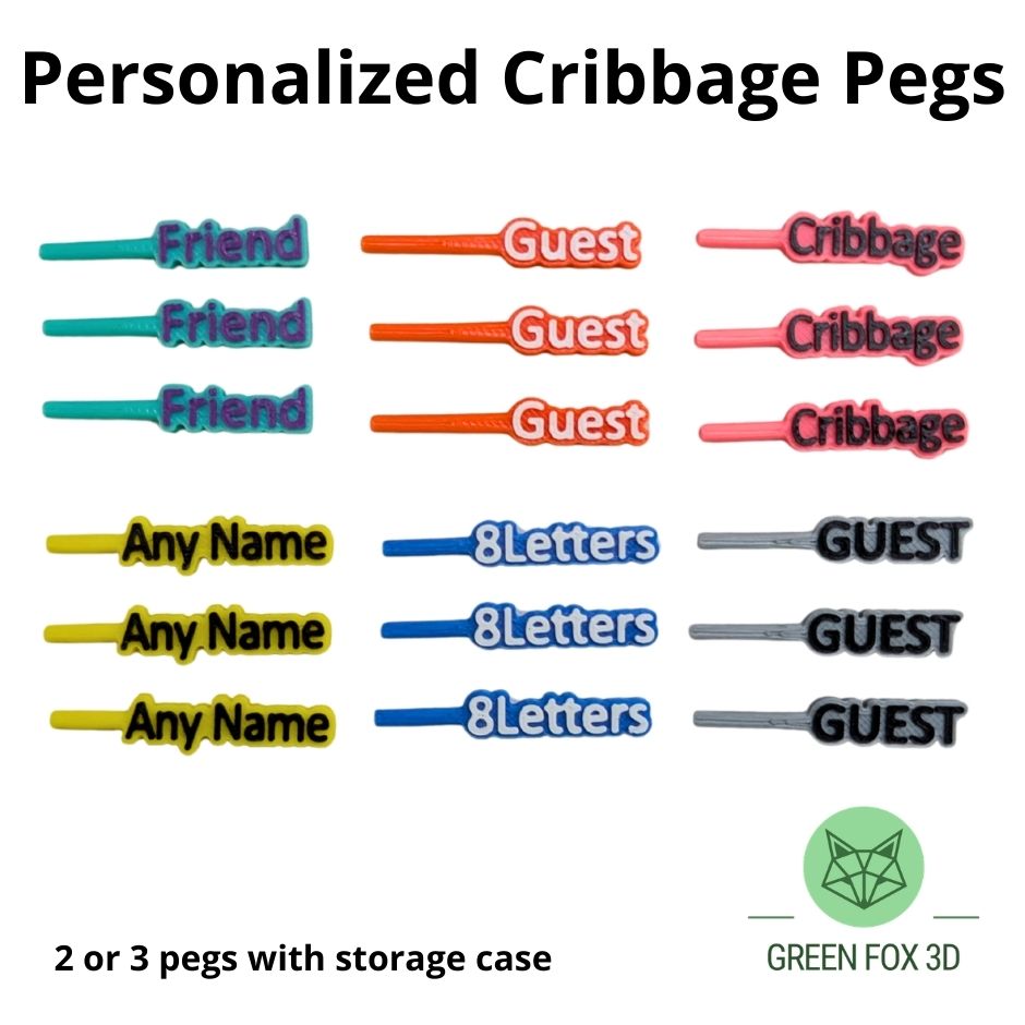 Personalized Cribbage Pegs – Green Fox 3D